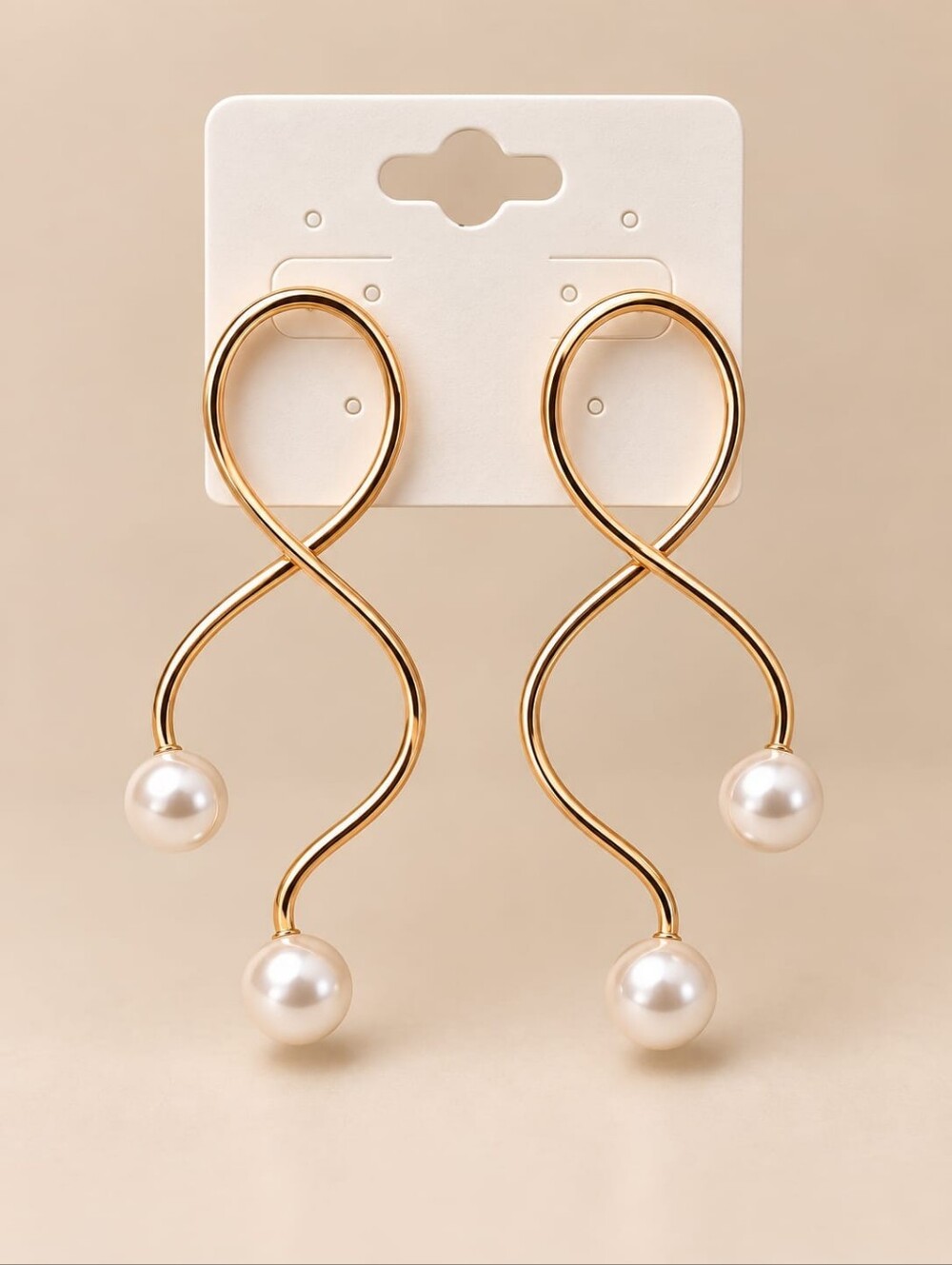Gold Twist Pearl Drop Earrings - Women Jewelry